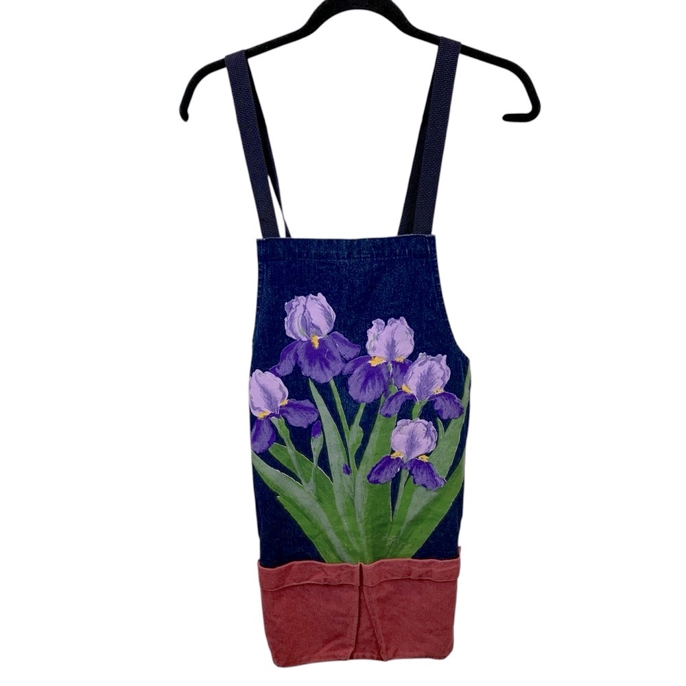 Vintage Liz Lauter Designs Denim Iris Gardening Apron Museum of Fine Arts Boston
